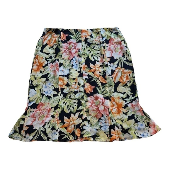 Talbots Floral Flounce Skirt 100% Silk - Size 16 - Picture 2 of 8